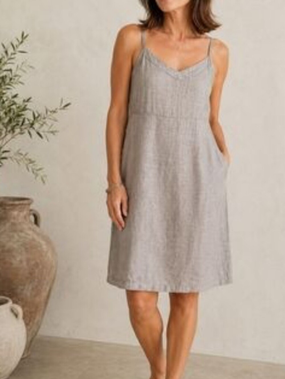 nwt EILEEN FISHER twinkle linen slip dress S